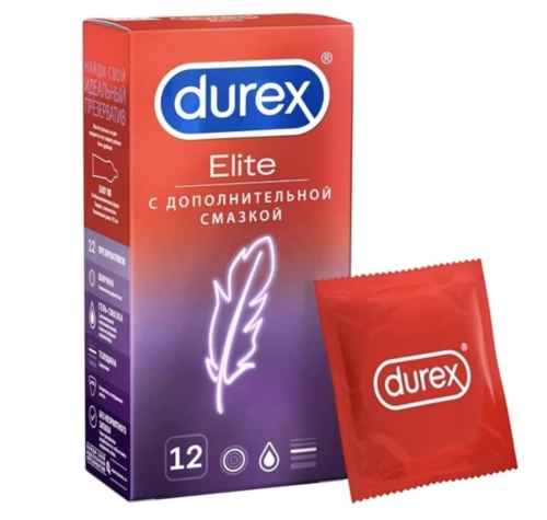 Презервативы Дюрекс Durex Elite особо тонкие Презервативы с силиконовой смазкой 12 шт.