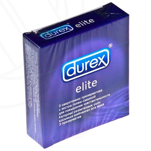 Презервативы Дюрекс Durex Elite особо тонкие Презервативы с силиконовой смазкой 3 шт.