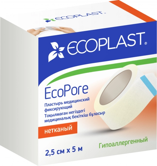 EP Пластырь мед фикс нетканый EcoPore 5см х 5м Лейкопластырь на шелковой основе 1 шт.