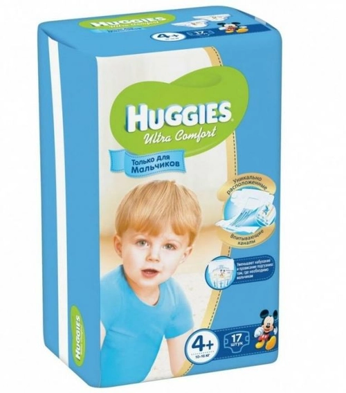 Подгузники Хаггис Huggies Ultra Comfort 4+ Boy (10-16кг) Подгузники 17 шт.