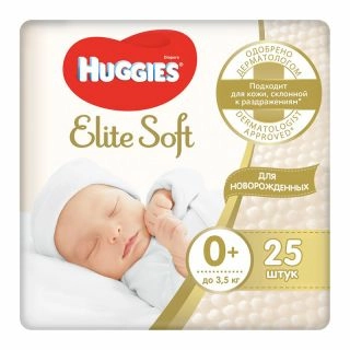 Подгузники Хаггис Huggies Elite Soft 0 Подгузники 0 <3.5кг 25 шт.