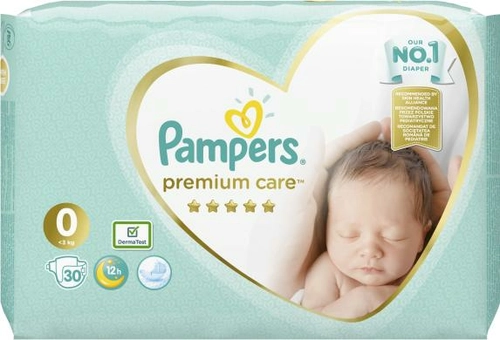 Подгузники Памперс Pampers 0 Premium Care (<3 кг) Подгузники 0 <3кг 30 шт.